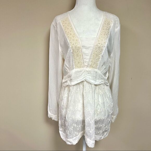 👠J Jill peasant romantic embroidered top. Size Med - Picture 1 of 10